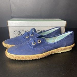 (Size-7S) Grasshoppers Shoes Joy Time Navy Blue Women’s Comfort Shoes Vintage